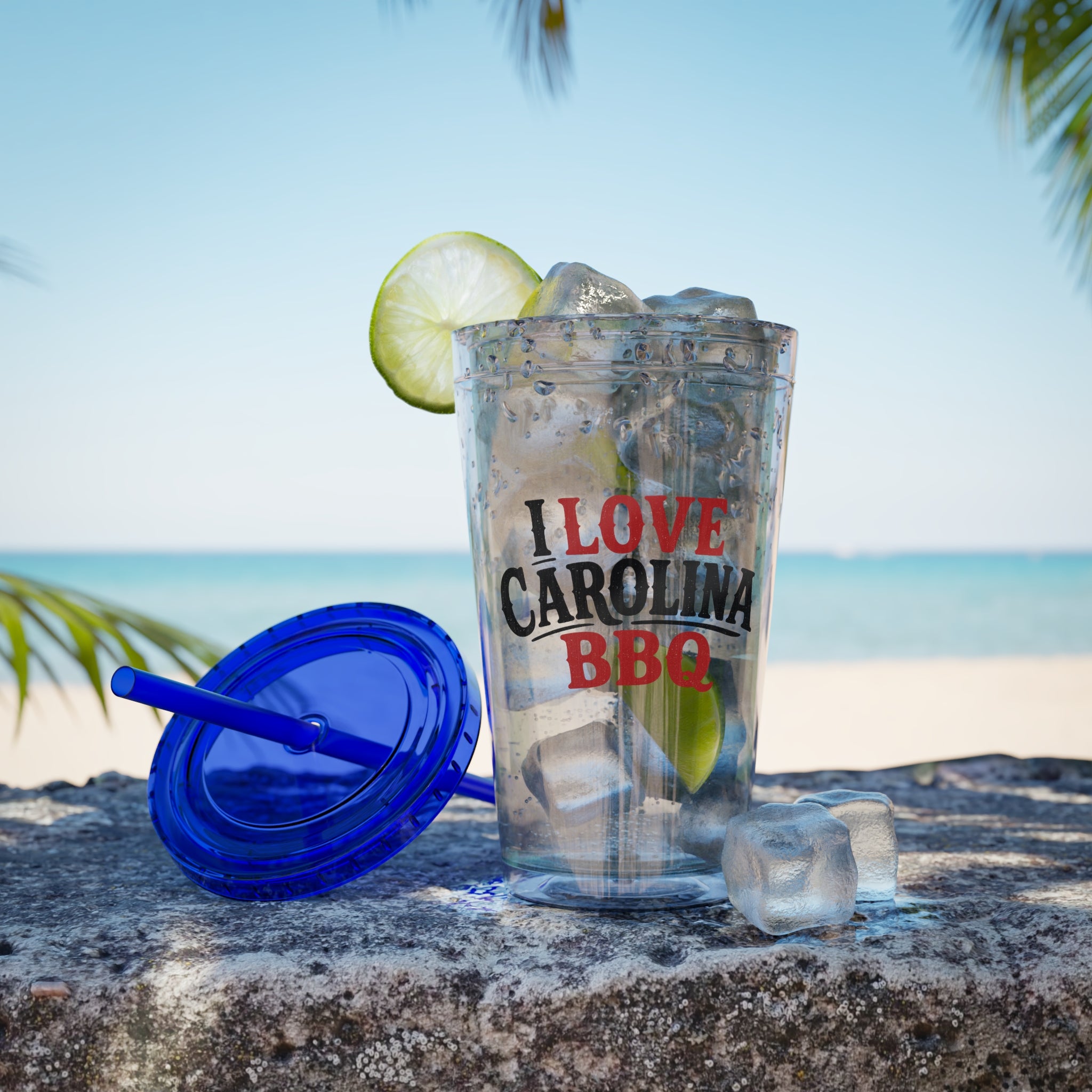 I Love Carolina BBQ - Clear Tumbler