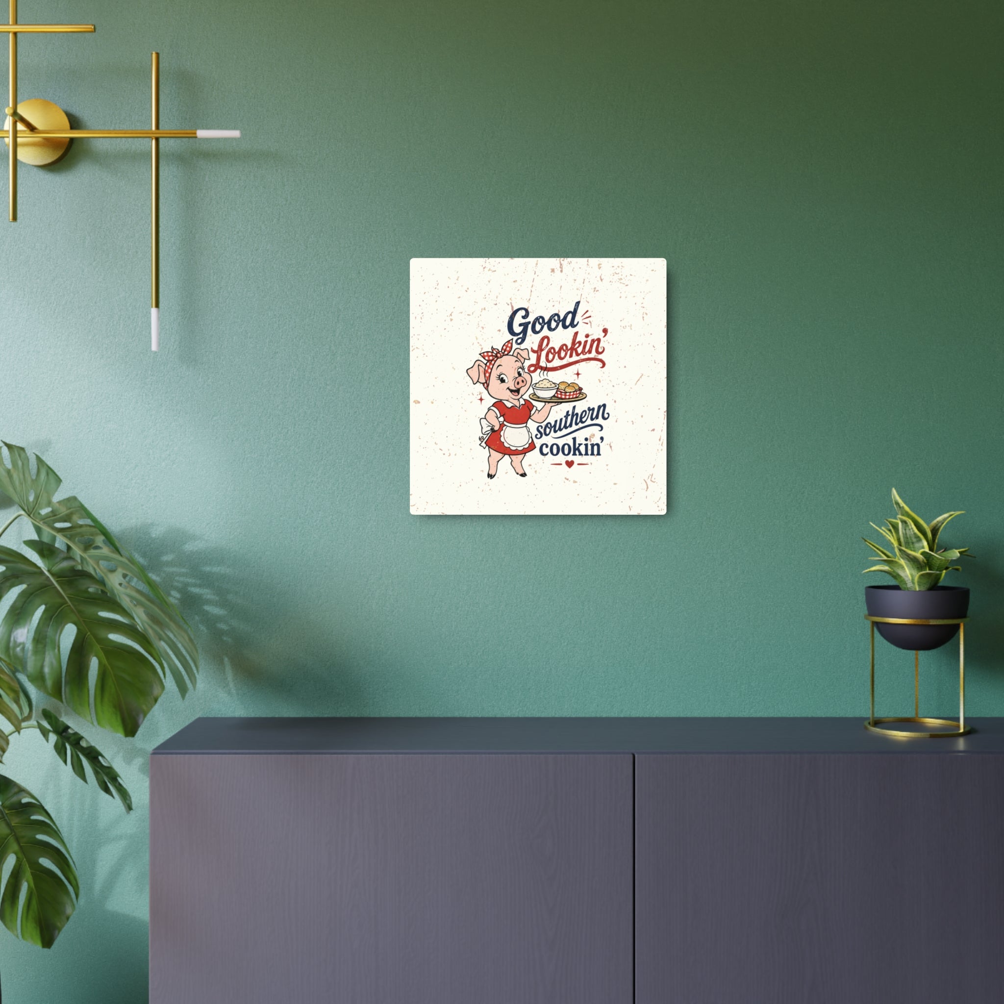 Good Lookin' Southern Cookin' Piggy - Metal Wall Art