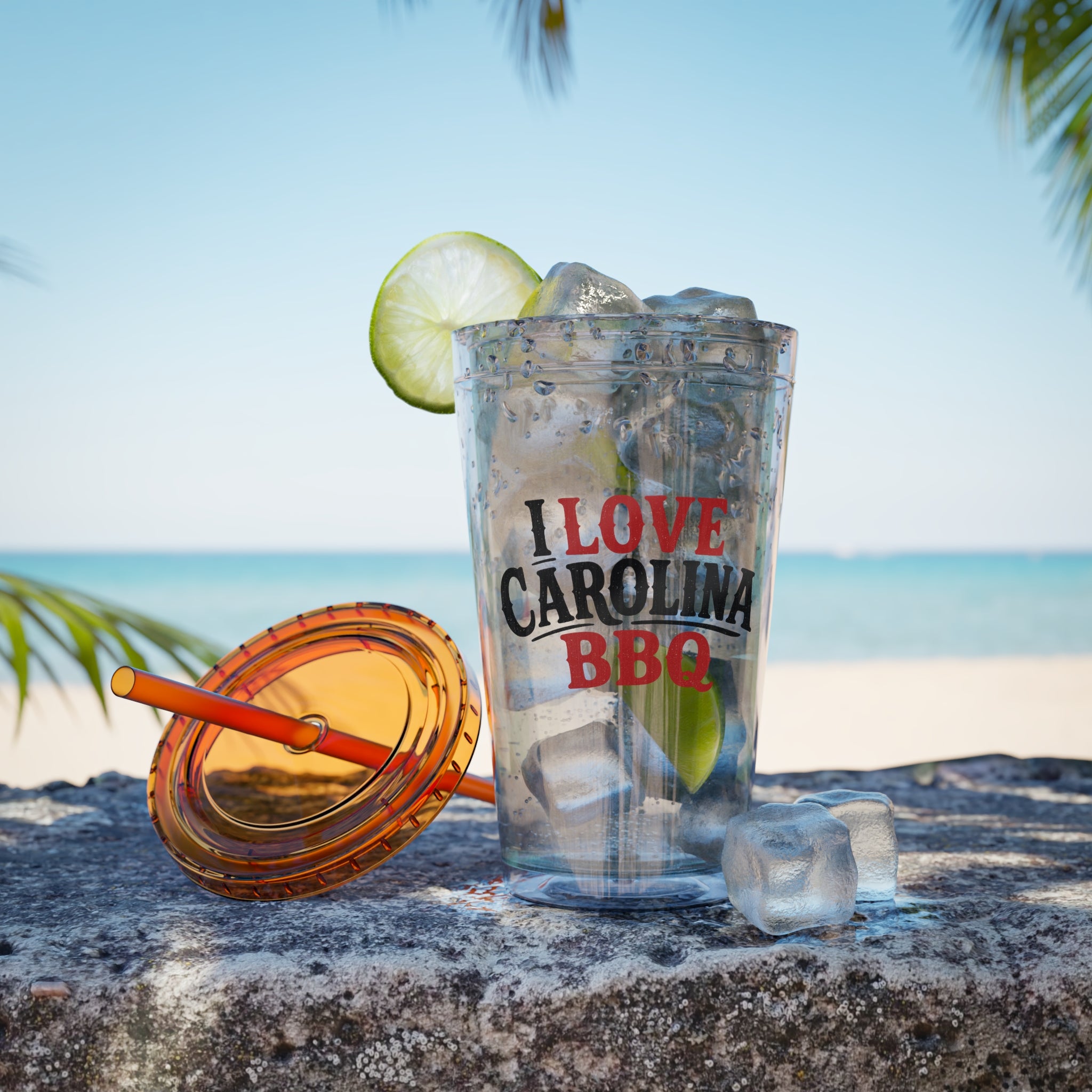 I Love Carolina BBQ - Clear Tumbler