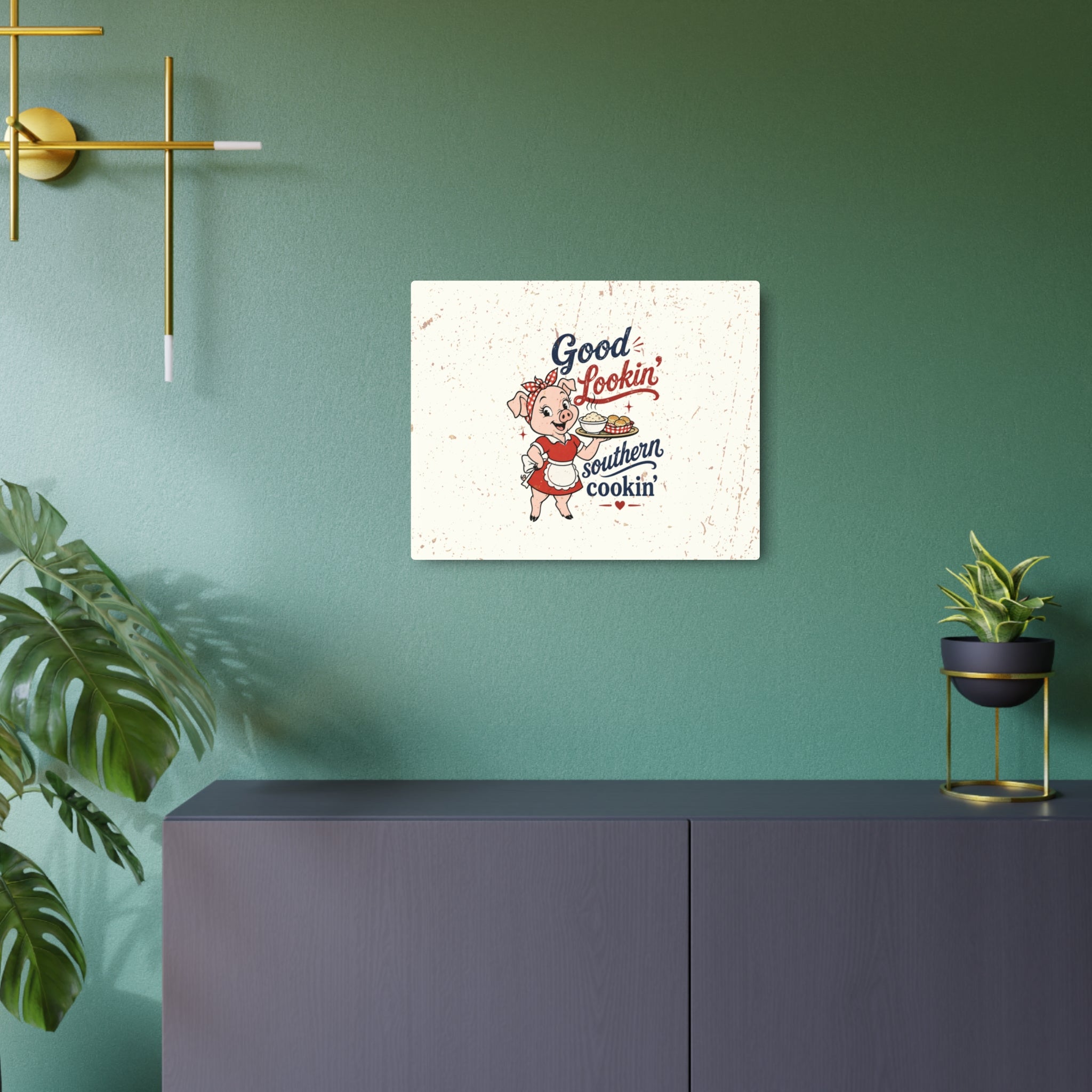 Good Lookin' Southern Cookin' Piggy - Metal Wall Art